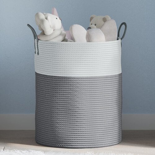 vidaXL Košara za pohranu sivo-bijela Ø 38 x 46 cm od pamuka Cijene