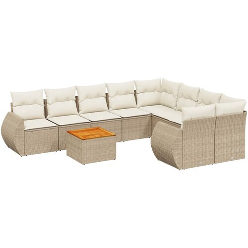  9-dijelni set vrtnih sofa s jastucima bež od poliratana 70 x 62 x 69 cm Slike