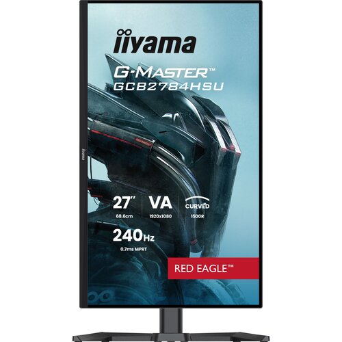 Iiyama gaming monitor 27 inch va panel curved 1500R g master red eagle freesync premium 1920x1080 165Hz 250 cd m2 displayport 2xHDMI 1ms mprt speakers usb 2x 2.0 black tuner height adjustable stand GCB2784HSU-B1 Slike