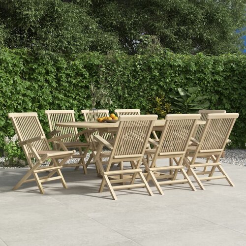 The Living Store Zložljivi vrtni stoli 8 kosi sivi 56x61x89 cm trdna tikovina - Zložljiv Vrtni Stol, (21463539) Slike