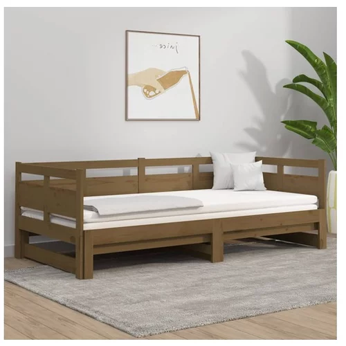  Izvlečna dnevna postelja medeno rjava borovina 2x(80x200) cm
