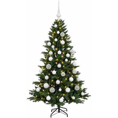  Umjetno božićno drvce s kuglicom 120 cm 150 LED lampica - 120 cm s LED žaruljama i bijelim kuglicama Slike