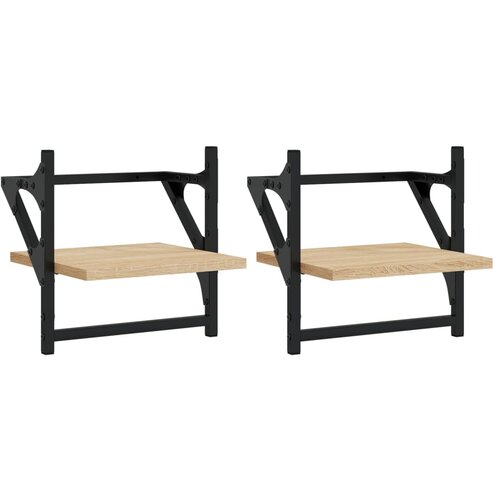 Maison Chic 2 kosi Stenske Police - Viseče police s prečkami sonoma hrast 30x25x30 cm, (21793699) Cene