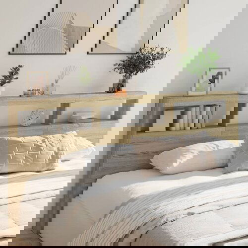 VidaXL Omarica za vzglavje postelje LED sonoma hrast 220x17x102 cm Slike