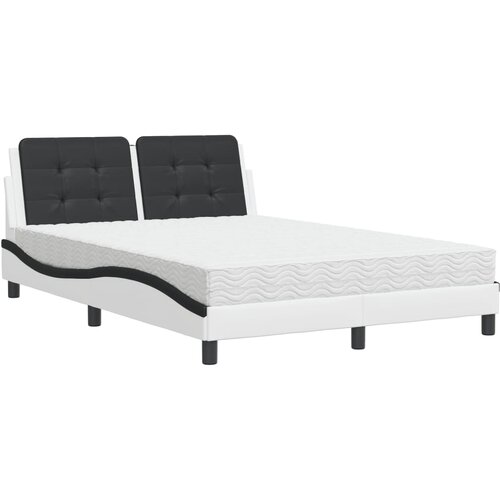 vidaXL Krevet s madracem bijeli i crni 140 x 190 cm od umjetne kože - Bijela i crna 140 x 190 cm Cene