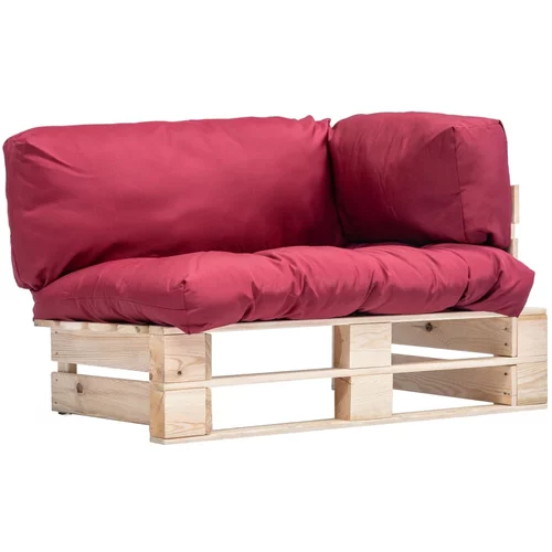  sofa od paleta od borovine s crvenim jastucima