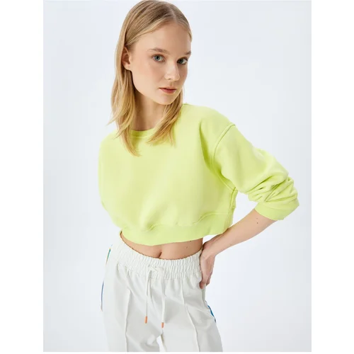 Koton Crop Oversize Crew Neck Basic Sports Sweatshirt