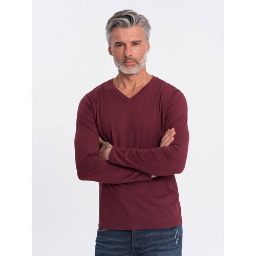 Ombre Men&amp;#039;s unprinted longsleeve with a crew neckline - maroon Slike