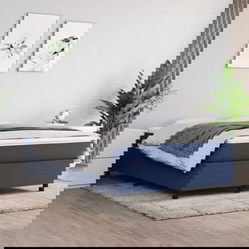 VidaXL Box spring postelja z vzmetnico modra 140x200 cm blago Slike