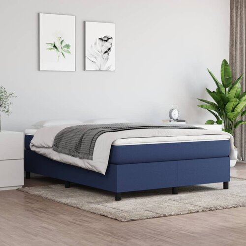 VidaXL Krevet s oprugama i madracem plavi 140x200 cm od tkanine Slike