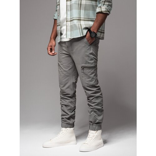 Ombre Men&amp;#039;s jogger pants with cargo pockets and print - gray Slike