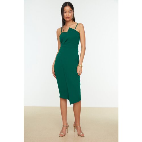 Trendyol emerald green collar detailed dress Cene