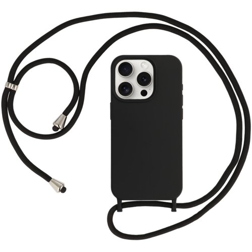 Onasi liquid silikonski ovitek za iphone 15 pro max - črn z vrvico Cene