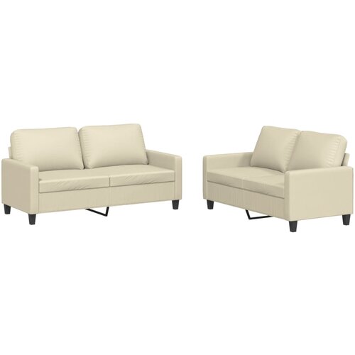 Maison Chic Sedežna garnitura - kavč 2-delna z blazinami krem umetno usnje, (21729337) Cene