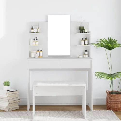 vidaXL Toaletna mizica z ogledalom bela 96x40x142 cm