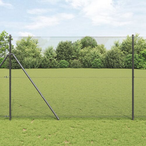 VidaXL zavarena žičana ograda s 13 postova Siva 1.5x50 m Čelik Slike