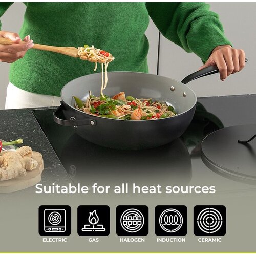 BE Living Wok tava s poklopcem Essential Black 30 cm Slike