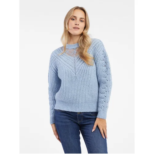 Orsay Light Blue Women's Sweater with Lace - Women