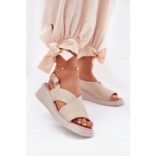Boto Ladies Wedge Sandals Made Of Eco Leather Golden Quilara Cene