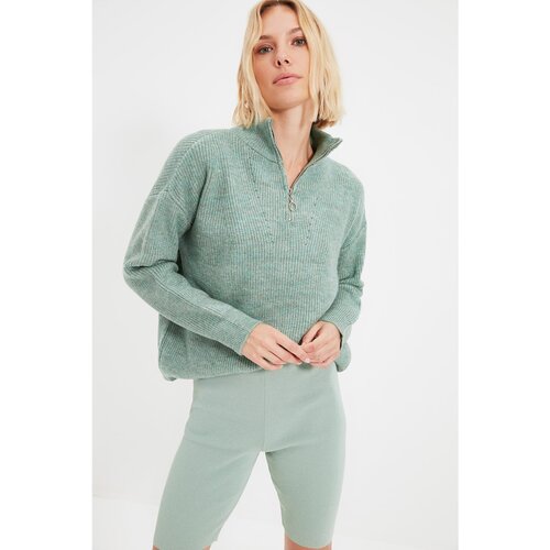 Trendyol Mint Zippered Knitwear Sweater Slike
