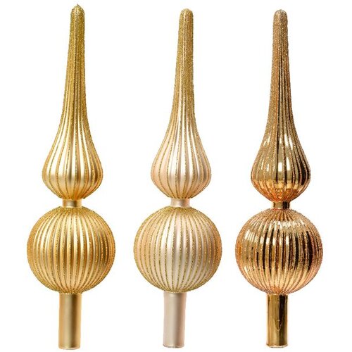 Dekordom stakleni vrh za jelku 31cm 170226 - Gold/Pearl - KMG Cene