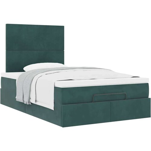 VidaXL okvir za krevet s madracima tamnozeleni 120x190 cm bar&amp;scaron;unasti Slike