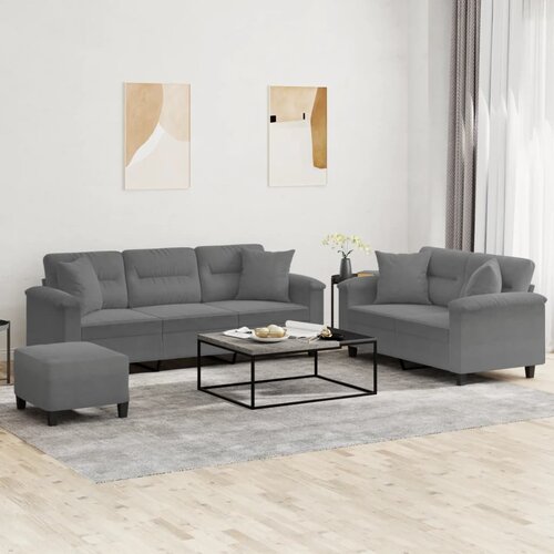  3-dijelni set sofa s jastucima tamnosivi od mikrovlakana Cijene