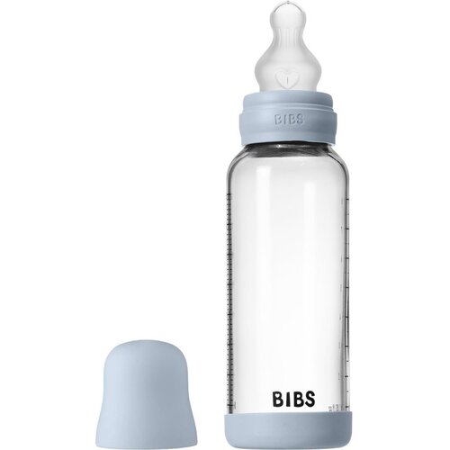 Bibs Baby Glass Bottle Silicone bočica protiv kolika sa silikonskim usnikom Baby Blue 240 ml Slike