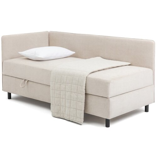 Bonami Selection Bež oblazinjena postelja s prostorom za shranjevanje z vzmetnico 90x200 cm Avela – Cene