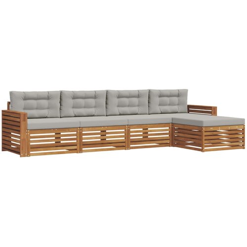  Set vanjskih sofa 5 kom. Prirodna i svijetlo siva 337 x 162,5 x 73 cm Slike