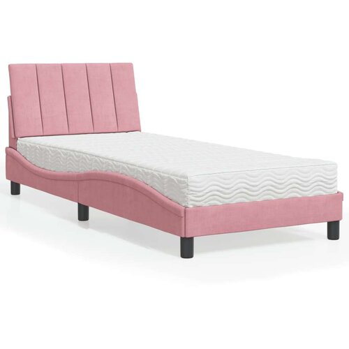  Postelja z vzmetnico roza 80x200 cm žamet, (21216064) Slike