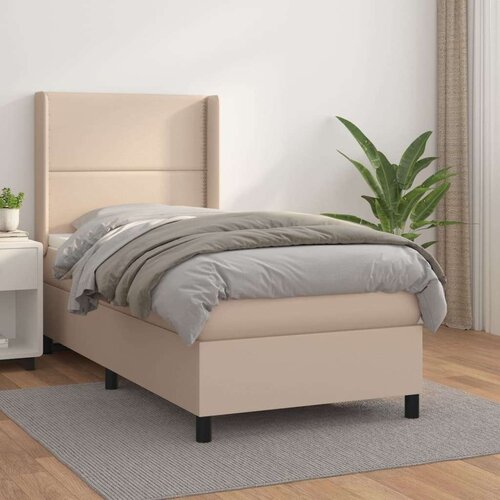  Box spring postelja z vzmetnico kapučino 80x200 cm umetno usnje, (20883910) Slike