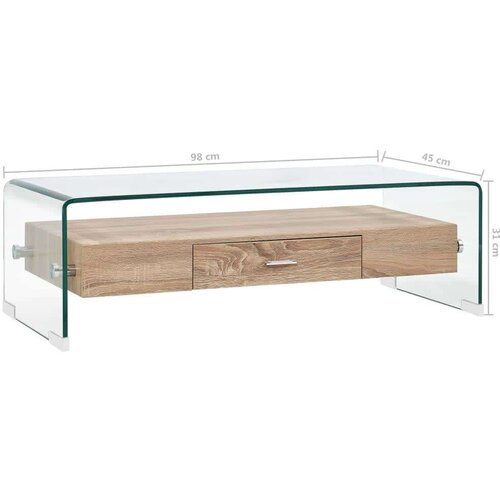  Stolić za kavu prozirni 98 x 45 x 31 cm od kaljenog stakla Slike