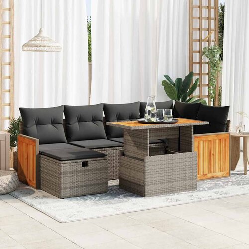 vidaXL 8-dijelni set vrtnih sofa od poliratana s jastucima sivi Cijene