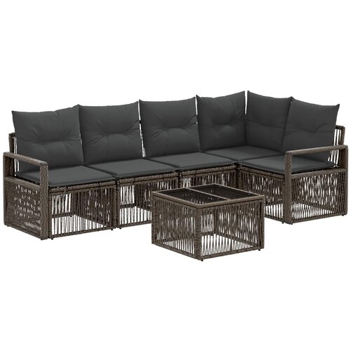 vidaXL Vrtna sedežna garnitura 6 pcs Siva poli ratan, (5000272177) Cene