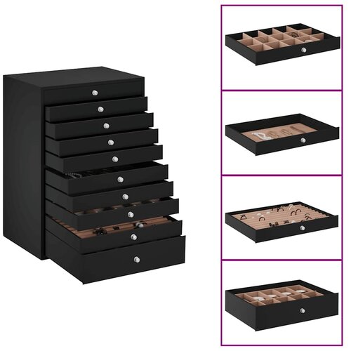 vidaXL Škatla za nakit 10-plastna z držali za ure črna 29x20,5x40,5 cm Cene