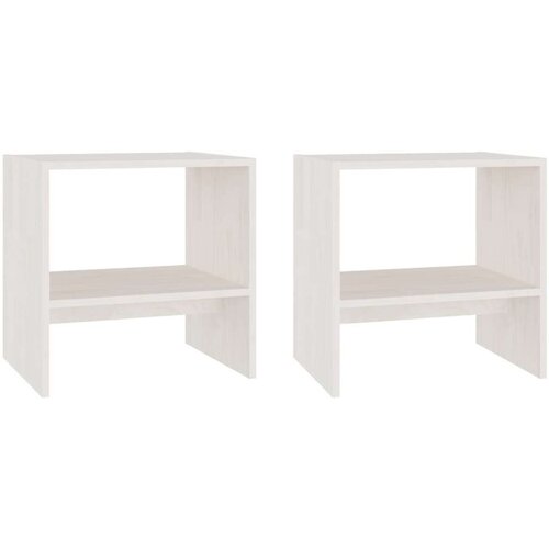 VidaXL noćni ormarići 2 kom bijeli 40x30,5x40 cm od masivne borovine Slike