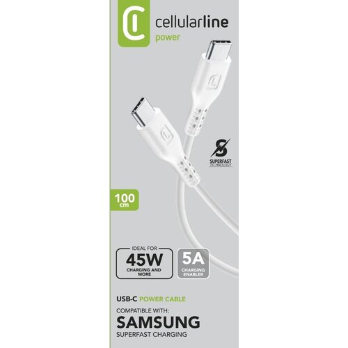 Cellular Line Kabel USB-C na USB-C 5A 45W 1m Bijeli, (57198607) Cijene