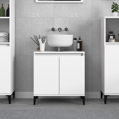 VidaXL Omarica za umivalnik bela 58x33x60 cm inženirski les Slike