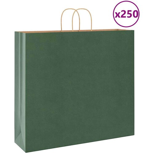  Papirnate vrečke 250 kosov z ročaji zelene barve 54x15x49 cm - - Zelena - 29.4 - 54 x 15 x 49 cm - 2025- Slike
