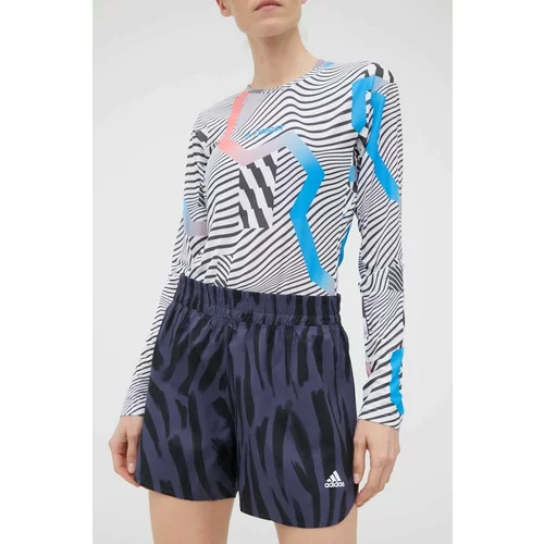 Adidas Kratke hlače za tek Run Icons žensko, mornarsko modra barva,