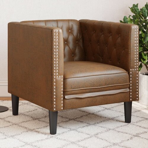 vidaXL Chesterfield fotelja od umjetne brušene kože smeđa Cijene