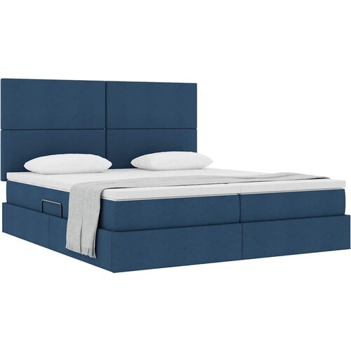  Krevet s od storage s uzglavljem Plava 180 x 200 cm Tkanina Slike
