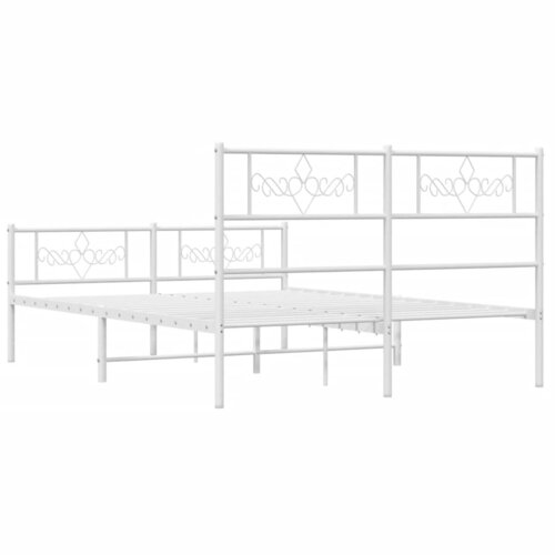  Metalni okvir kreveta uzglavlje i podnožje bijeli 120x200 cm Slike