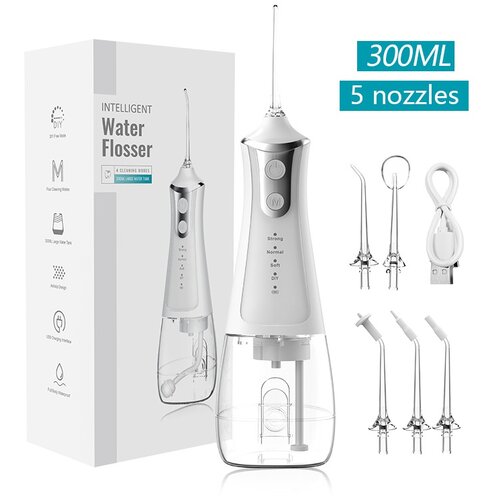 INF Prenosni električni vodni zobni tu&amp;scaron;, 5 &amp;scaron;ob, 4 načini White, (5000312494) Slike