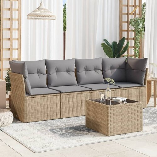 vidaXL 5-dijelni vrtni set sofa s jastucima bež od poliratana Cijene