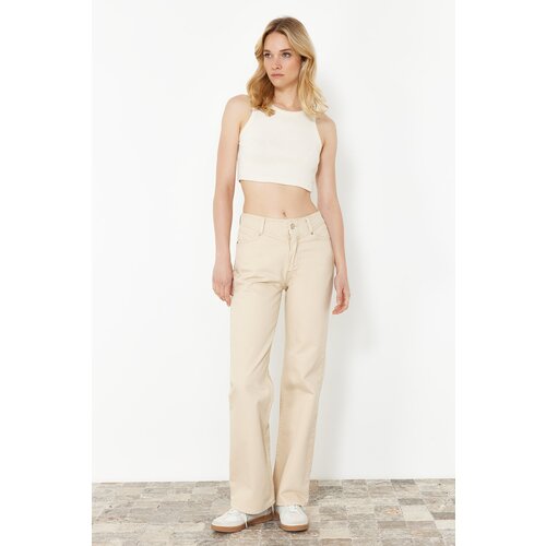 Trendyol Stone High Waist Wide Leg Jeans Cene