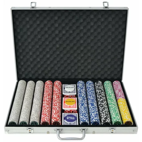  Set za Poker s 1000 Laserskih Žetona Aluminijum