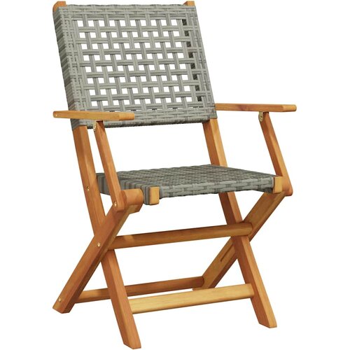  3-dijelni bistro set od poliratana i masivnog drva sivi Siva 70 x 75 cm Slike