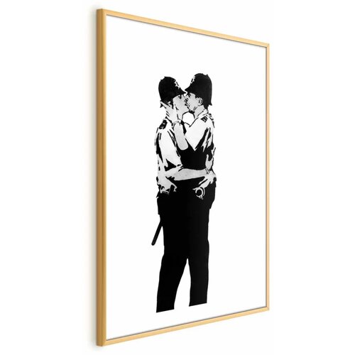  Plakat - Kissing Coppers 40x60 Zlatni okvir s margom Cene